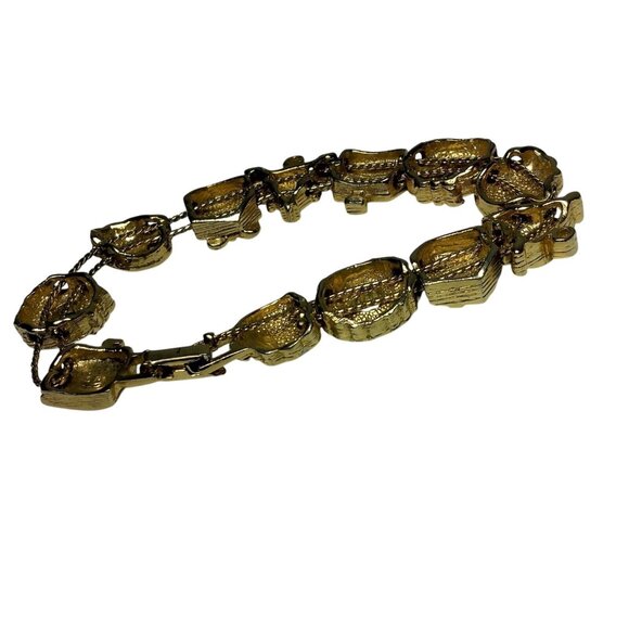 Christmas Charm Bracelet Holiday Fashion Santa Wreath Cabin Marked SP Gold Tone - Picture 10 of 13